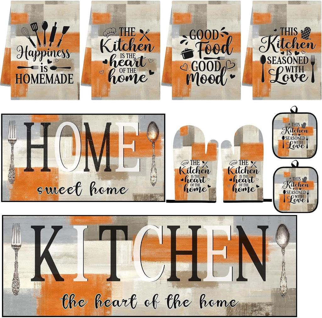 Kitchen Decor and Accessories Set of 10, Orange Beige