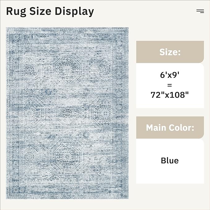 6x9 Area Rug for Living Room Washable 6x9 Non-Slip Modern Rugs for Bedroom - Image 3