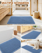 Smiry Waffle Bathroom Rugs Sets 2 Piece (30x20+24x16, Blue)