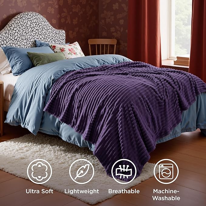 Bedsure GentleSoft Purple Fleece Blanket - Image 5