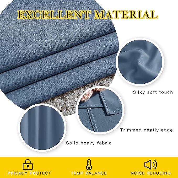 NICETOWN Stone Blue Blackout Curtains - Image 2