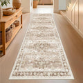 Hazo Haus Beige Washable 2'6"x8' Wide Hallway Runners, Kitchen Runner Rug by HazoHaus