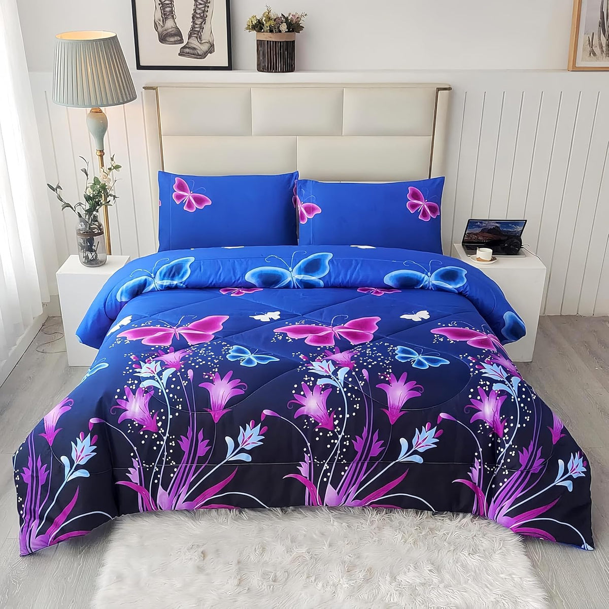 SDY 3PCS Mermaid Comforter, Soft Rainbow Comforter Queen, Bed in A Bag Queen Microfiber Bedding Set for Kids, Toddler, Girls, Boys Includes 1Comforter,2Pillowcases