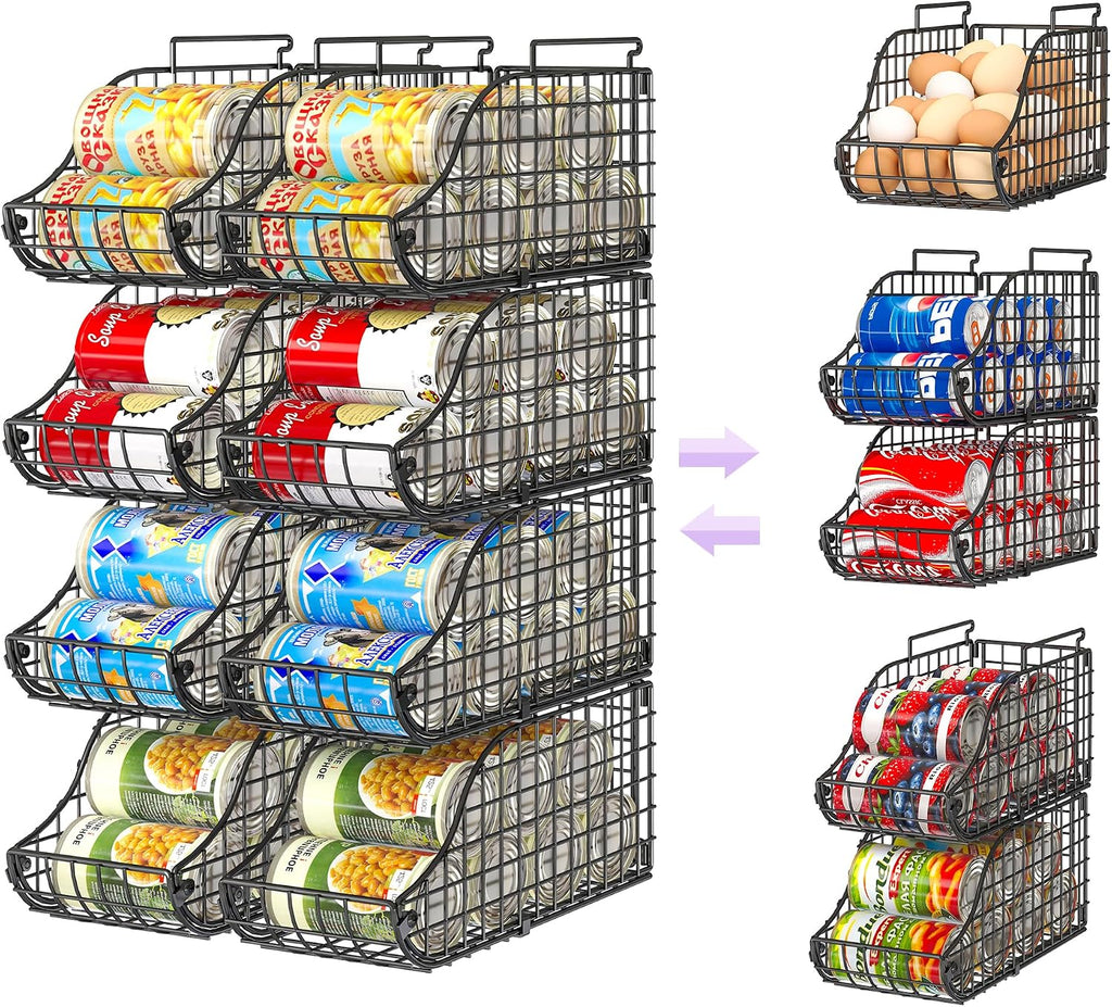 8 Pack Stackable Can Organizer for Pantry Cabinet Food Storage