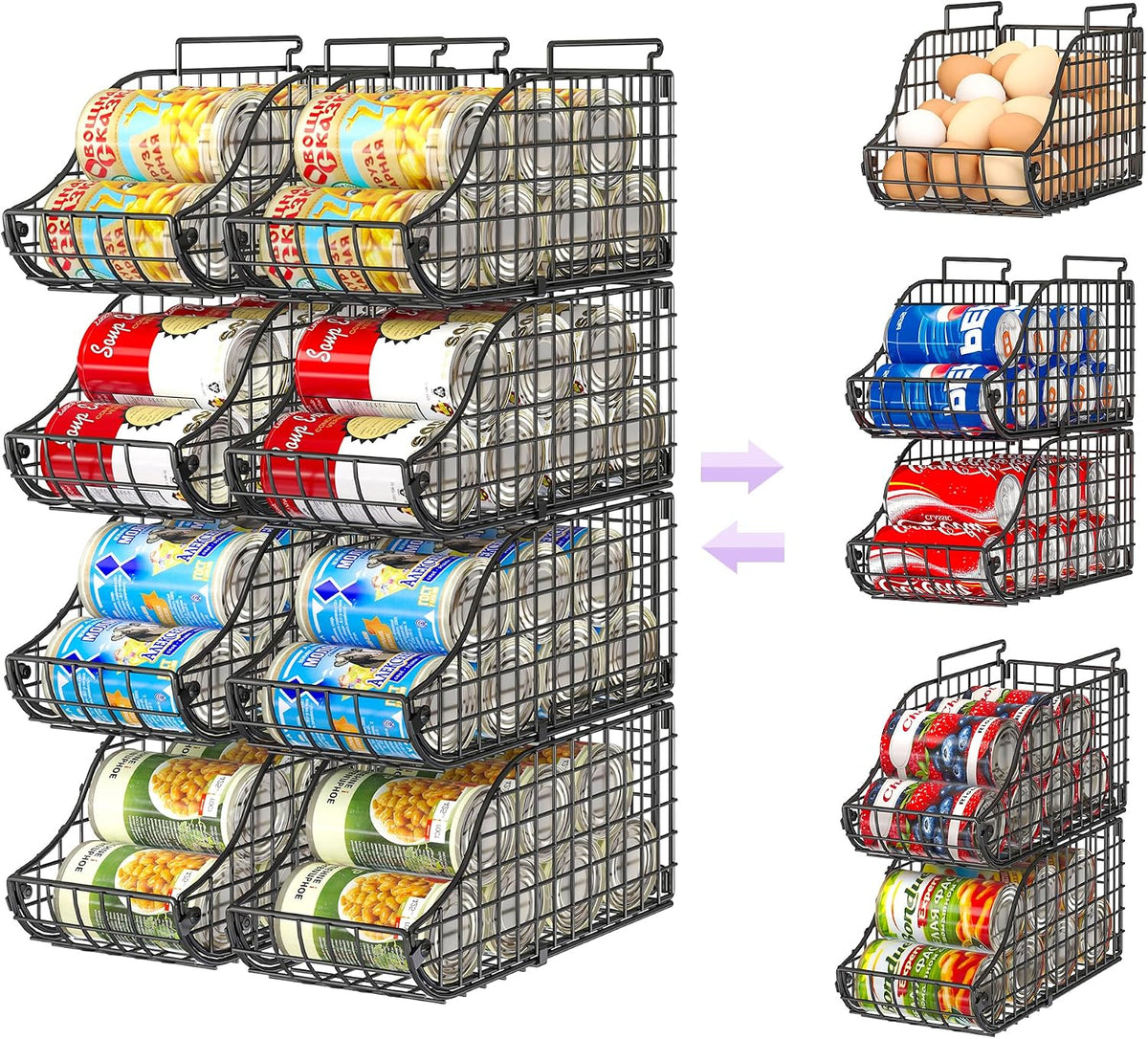 8 Pack Stackable Can Organizer for Pantry Cabinet Food Storage