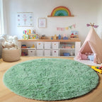 ONASAR Sage Green Round Area Rug 4ft, Fluffy Soft Bedroom Circle Rugs - Image 5