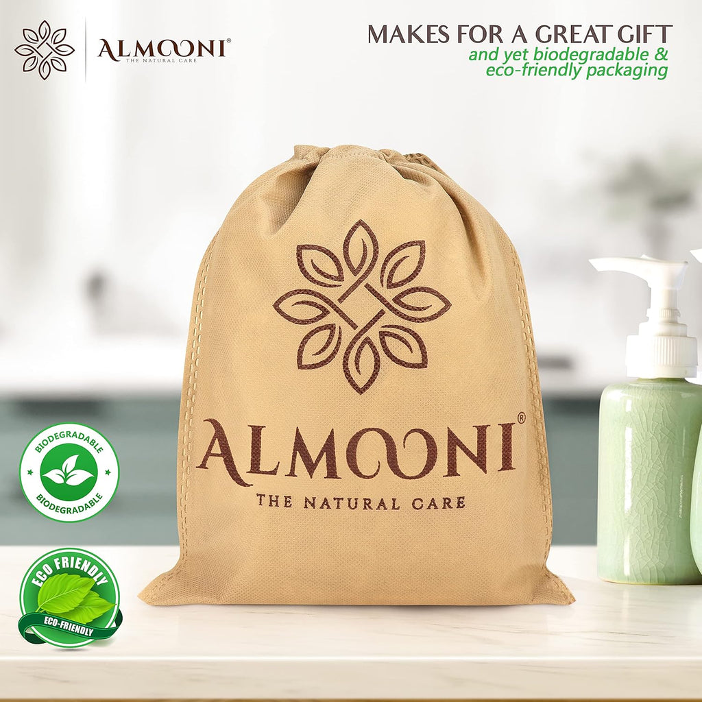 ALMOONI Mini Natural Loofah Sponge, Egyptian Shower Sponge, 3 Count