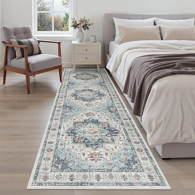 Madane Runner Rug 2'6''x8' Kitchen Runner, Hallway Runner Vintage Washable Rugs - Image 2