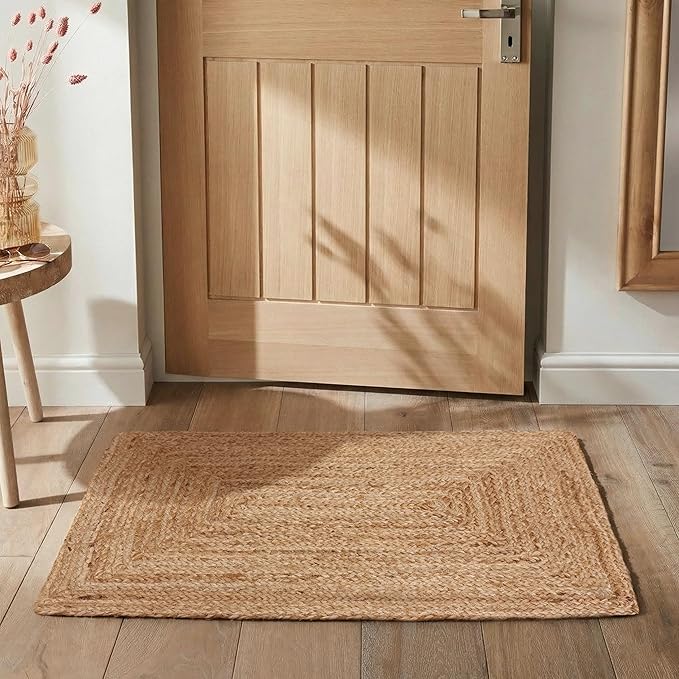 Hausattire Hand Woven Jute Braided Rug, Reversible Boho Entry Area Rugs - Image 3