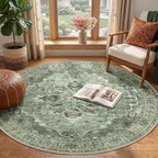 RELEANY Area Rugs 4ft Washable Non-Slip, Floral Vintage Distress Print Pattern - Image 2