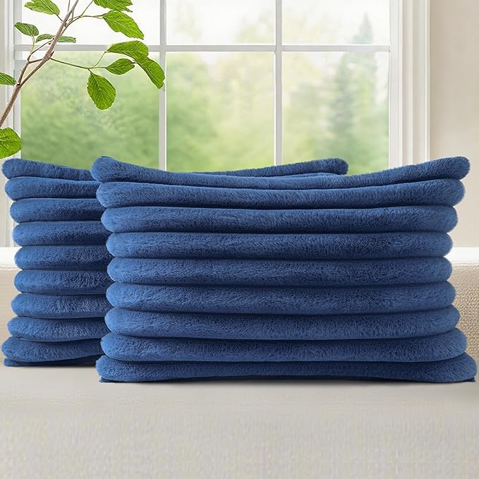 decorUhome Cozy Faux Fur Throw Pillow Covers 12x20 Set of 2 Decorative Soft by decorUhome