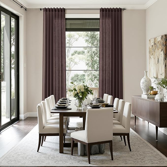 Coffee Brown Linen Curtains 132 Inch Length - Image 6
