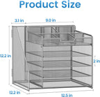 5-Tier Metal Mesh Desk Organizer with File Holder & 7 Customizable Compartments | Paper Letter Tray for Office or Home Desk Storage | Keep Workspace Supplies Neat & Organized, Silver