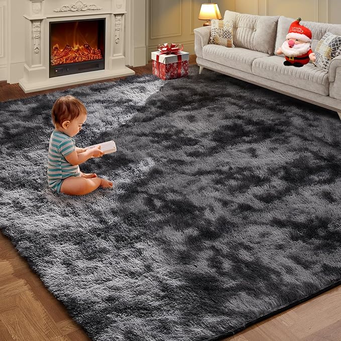 Large Area Rugs for Living Room, 6x9 Feet Fluffy Shag Fuzzy Plush Soft Bedroom by KNZE