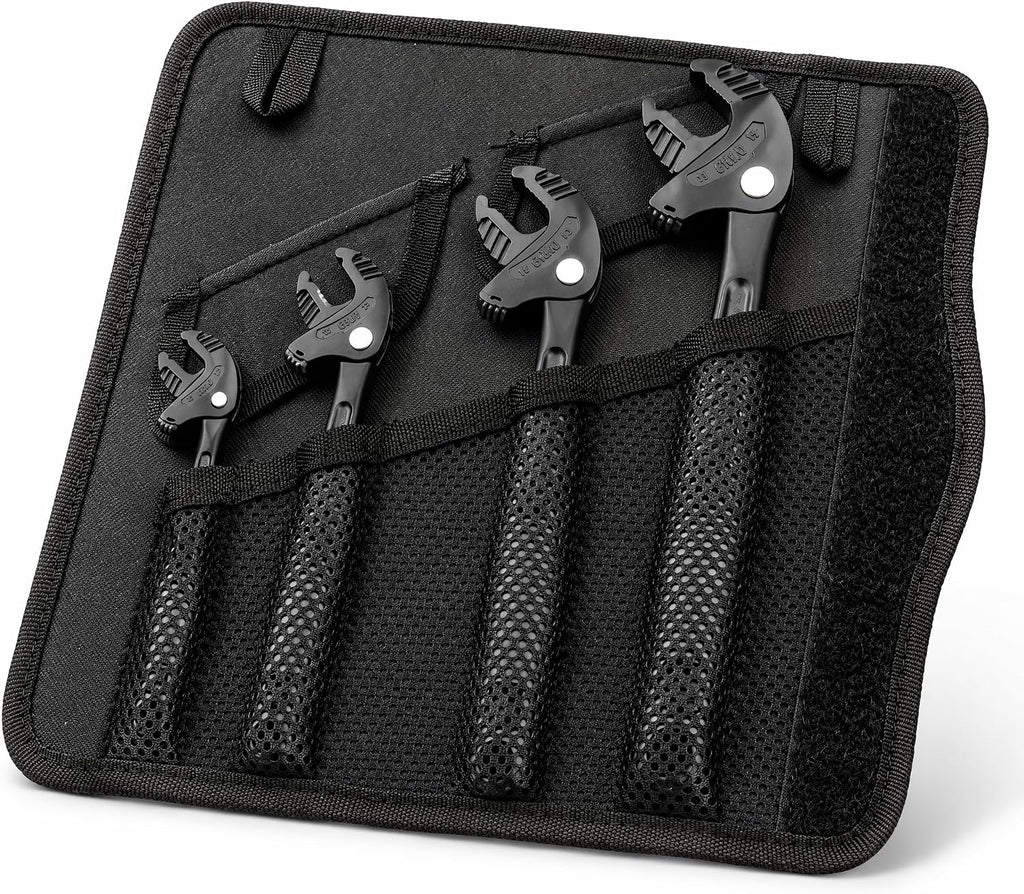 Adjustable Wrenches, 4PCS Self Locking Spanner Set, Ratcheting Jaw Wrench Set with Non Slip Handle, Ideal for Pipe Repair, Auto Maintenance & Home Use