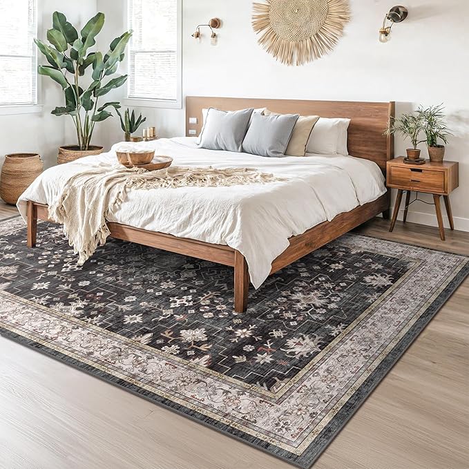 Black Boho Rug for Living Room 9x12 - Image 9