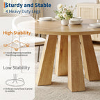 IDEALHOUSE 47" Round Dining Table for 4-6, Farmhouse Wood Kitchen Table