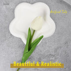 30pcs Tulips Artificial Flowers, Artificial Latex Real Touch Tulips Flowers Bouquet for Mother's Day Easter Wedding Party Home Decor-White