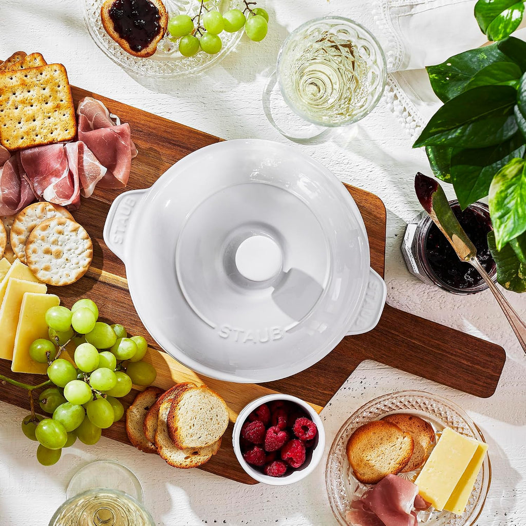 STAUB Ceramic 8-inch Round Covered Brie Baker - White