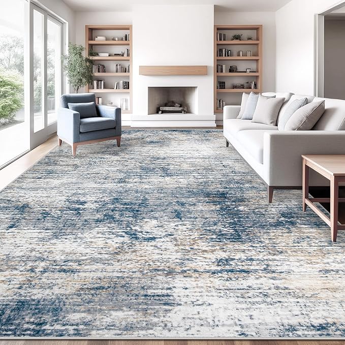10x12 Area Rug for Living Room, Washable Modern Abstract Large Area Rug Neutral by XLUEZ