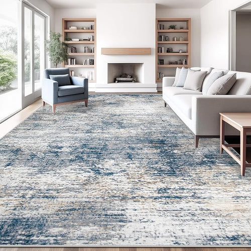 10x12 Area Rug for Living Room, Washable Modern Abstract Large Area Rug Neutral by XLUEZ