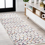 JONATHAN Y Boho Vintage Diamond Cream/Multi Runner Rug 2X8 ft, Moroccan Hype for Living Room, Bedroom, Kitchen, Office, Easy-Cleaning, High Traffic, Pet-Friendly, Non-Shedding (MOH101H-28)