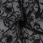 TUDECO Black Sheer Curtains 84 Inches Long - Shabby Chic Knitted Floral Halloween Decor, Lace Curtains Privacy Goth/Witchy Dark Window Treatments for Living Room Rod Pocket 1 Pair, 59 x 84 Inch