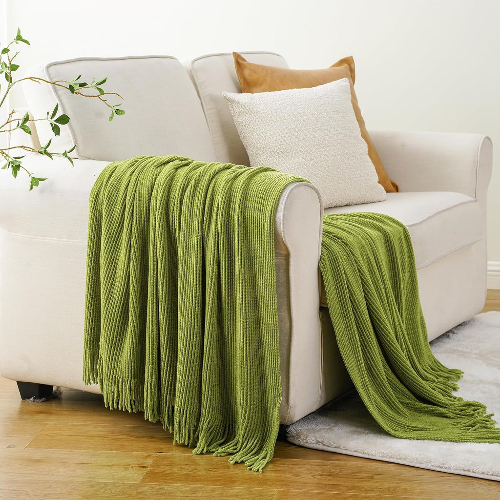 Battilo Lime Green Throw Blanket for Couch, 50"x60"