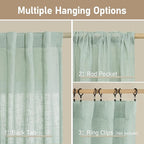 LAMIT Short Linen Window Curtains 40 Inch Length 2 Panels, Light Sage Semi - Image 3