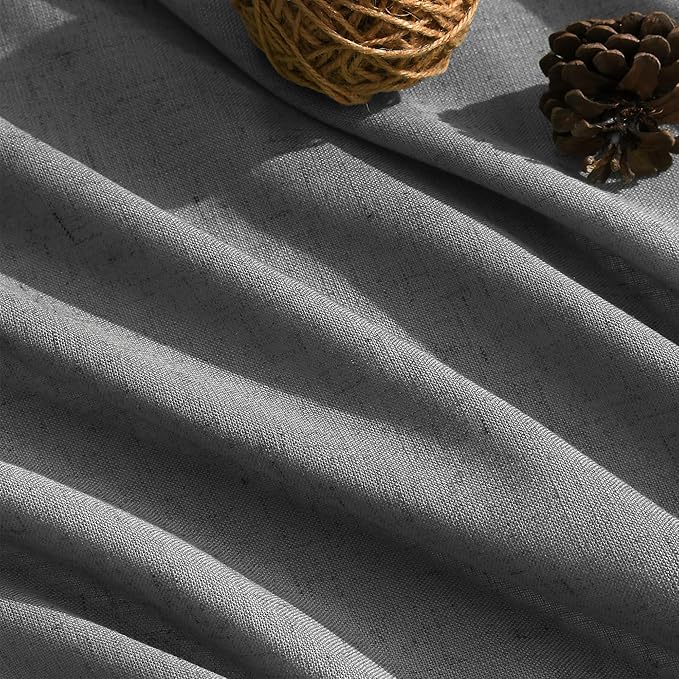 Nanspring Blazer Grey Cutains Morden Linen Blend Light Filtering Back Tab - Image 5
