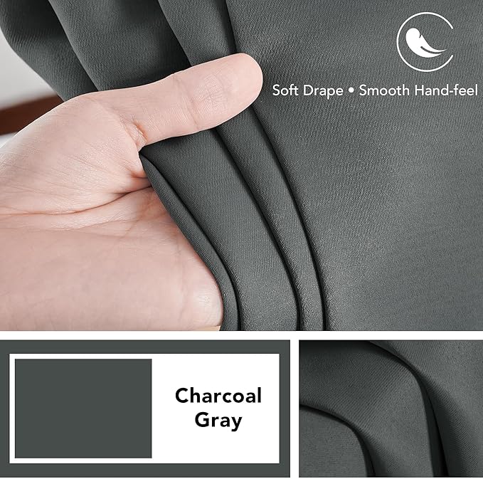 Deconovo Blackout Curtains, Thermal Insulated, W70 x L63 2 Panels, Back Tab - Image 7