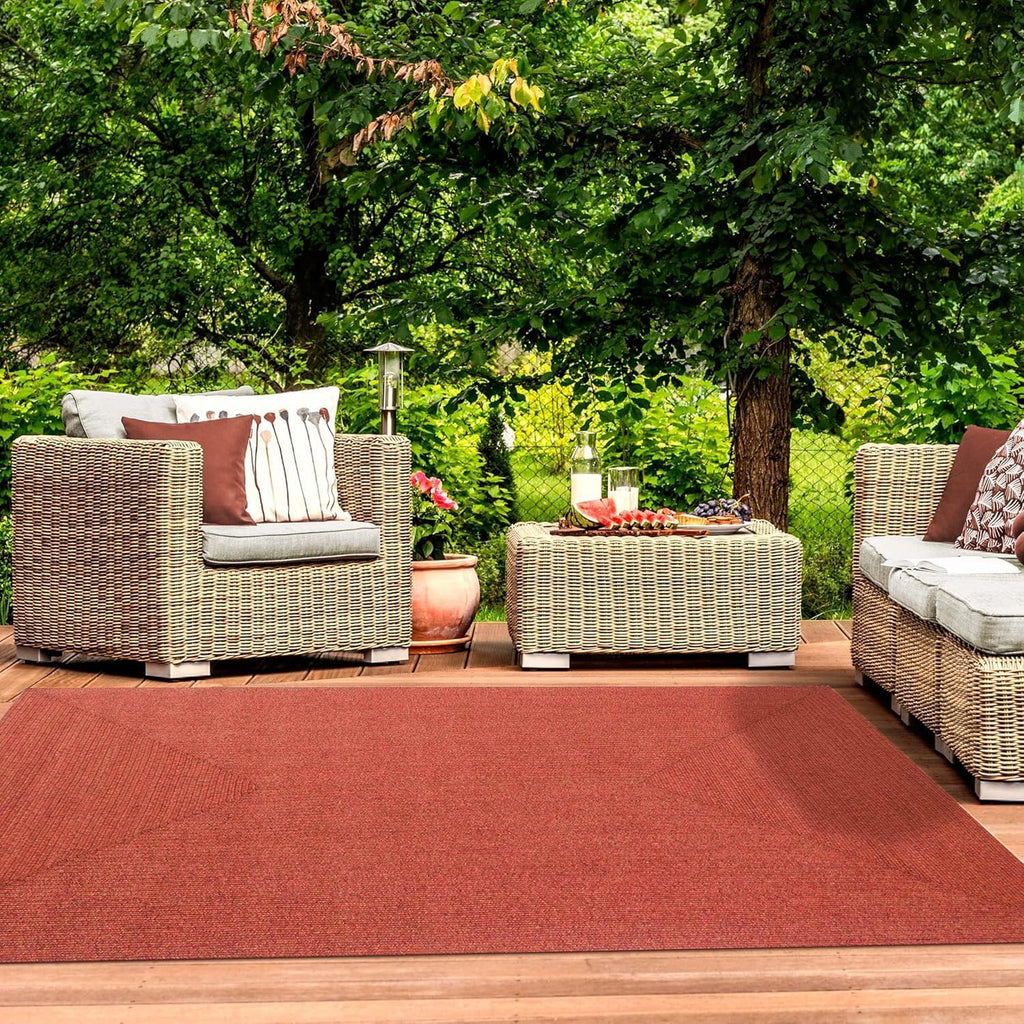 SUPERIOR Indoor/Outdoor Area Rug, Reversible Braided Floor Decor for Living Room, Kitchen, Patio, Front Porch, Modern Boho Farmhouse Rugs, Hardwood, Bedroom Accessories, 3' x 5', Brick