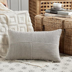 Fancy Homi 2 Packs Neutral Grey Lumbar Decorative Throw Pillow Covers 12x24 Inch - Image 2