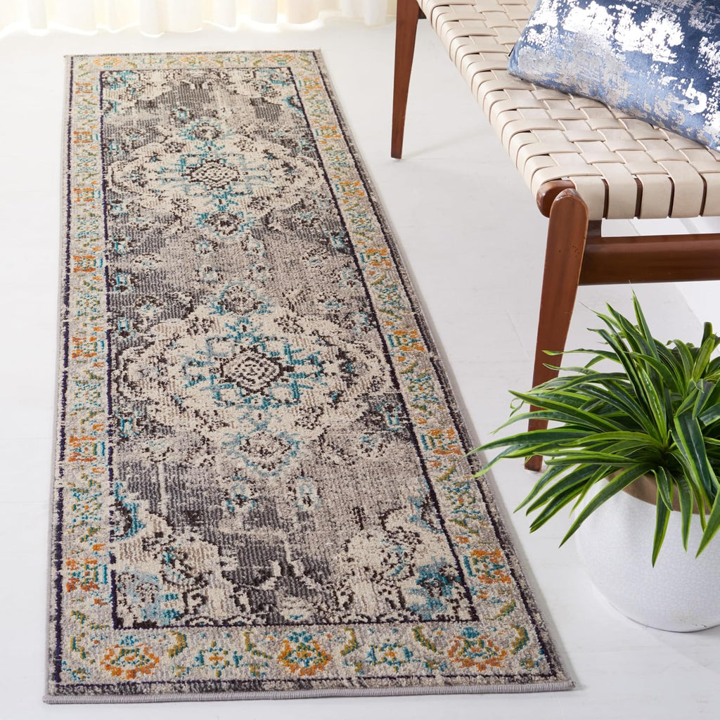 SAFAVIEH Monaco Runner Rug 2'2"x12', Grey & Light Blue MNC243G
