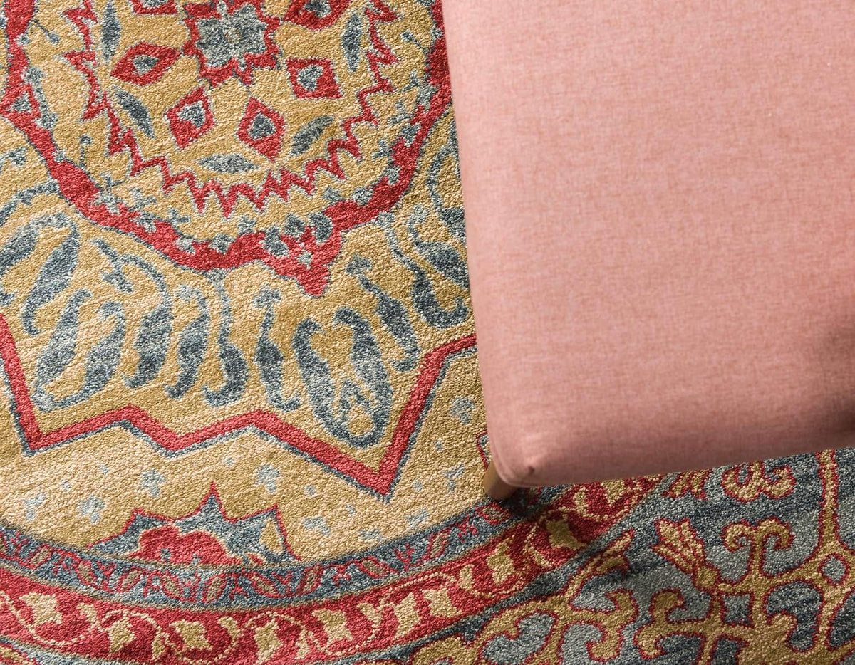 Unique Loom Palace Collection Area Rug - Saray (3' 3" Round, Navy Blue/Rust Red)
