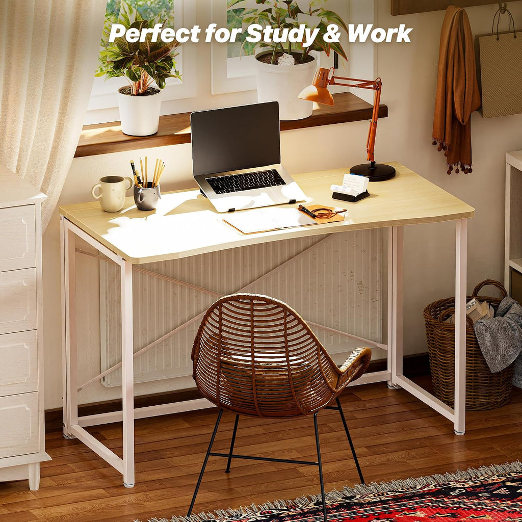 Huuger Folding Desk for Small Spaces, 39.4 Inch Foldable Computer Table