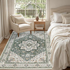 5x7 Area Rugs Living Room Rug: Washable Vintage Boho Medallion Rug No Slip - Image 4