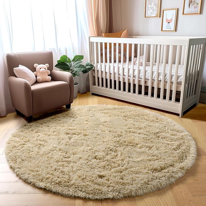 Amdrebio Beige Round Area Rugs 5Ft - Image 6