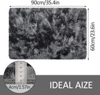 Small Tie-Dyed Area Rug for Bedroom 2x3 Mini Black Grey Fluffy Rug Mat Bedside - Image 2