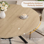 MECHYIN 42'' Round Dining Table for 2–4, Farmhouse Round Kitchen Table with Storage Shelf, Pedestal Dinner Table, Wood Top & Metal Base, Small Space Table for Apartment, Dining Room, Light Oak