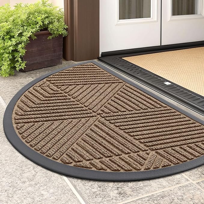 Smiry Half Circle Front Door Mat Outside Entrance, Heavy Duty Sturdy Natural by Smiry