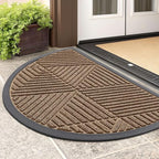 Smiry Half Circle Front Door Mat Outside Entrance, Heavy Duty Sturdy Natural by Smiry