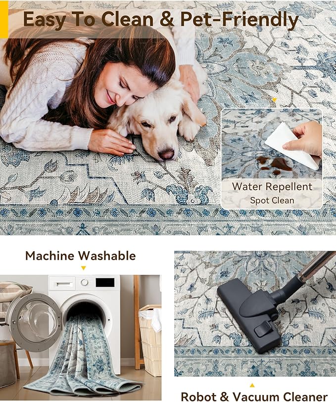 RELEANY Area Rugs 3'x10' Runner Rug Non Slip Washable - Image 5