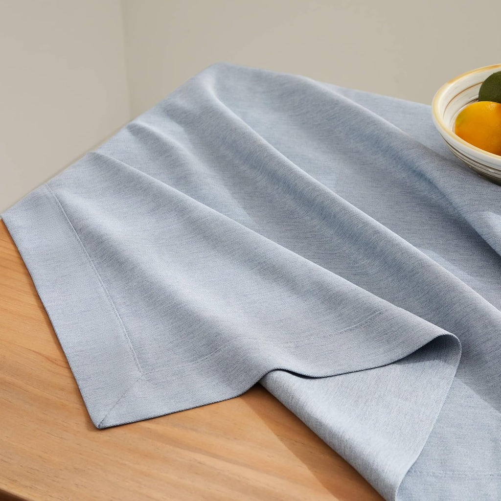 ZeeMart Linen Textured Rectangle Table Cloth, 60x104 Inch Chambray Blue