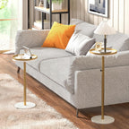 Round Side Table, Adjustable Small Drink Table Set of 2 Gold