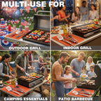 2 Pack Caketime Silicone Grill Mats for Baking Cooking Kitchen Heat Resistant Waterproof Electric Fryer Patio Park Garden Outside Summer Must Have Useful Gadgets Brother BBQ Gifts(Black)
