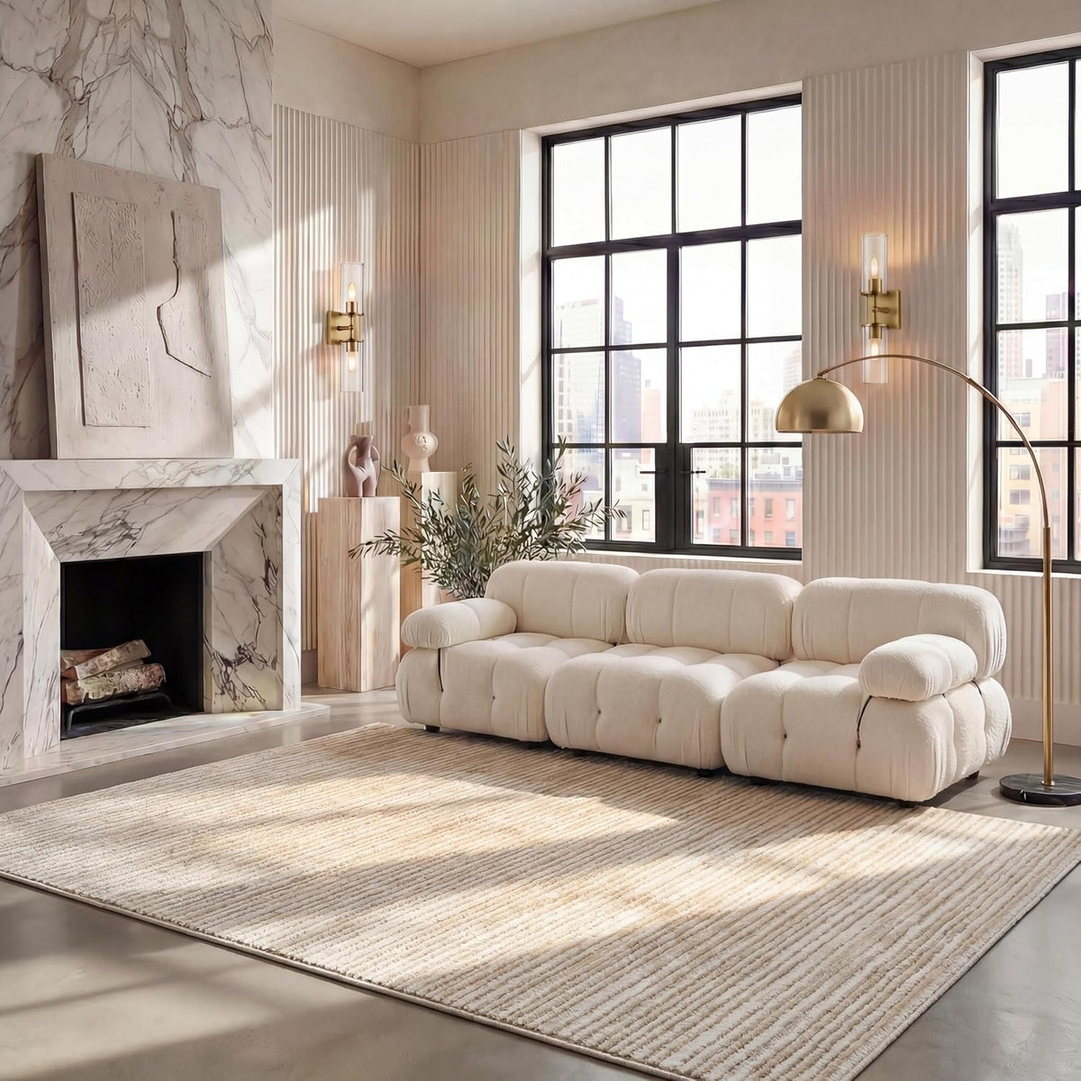 SAFAVIEH Vision Area Rug 8x10 Large, Modern Tonal Ivory VSN606J