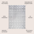 JONATHAN Y Moroccan Diamond Indoor Outdoor Area Rug 3X5 Light Gray, Peralta for Backyard, Patio, Porch, Easy-Cleaning, High Traffic, Pet-Friendly, Non-Shedding (IBZ103C-3)