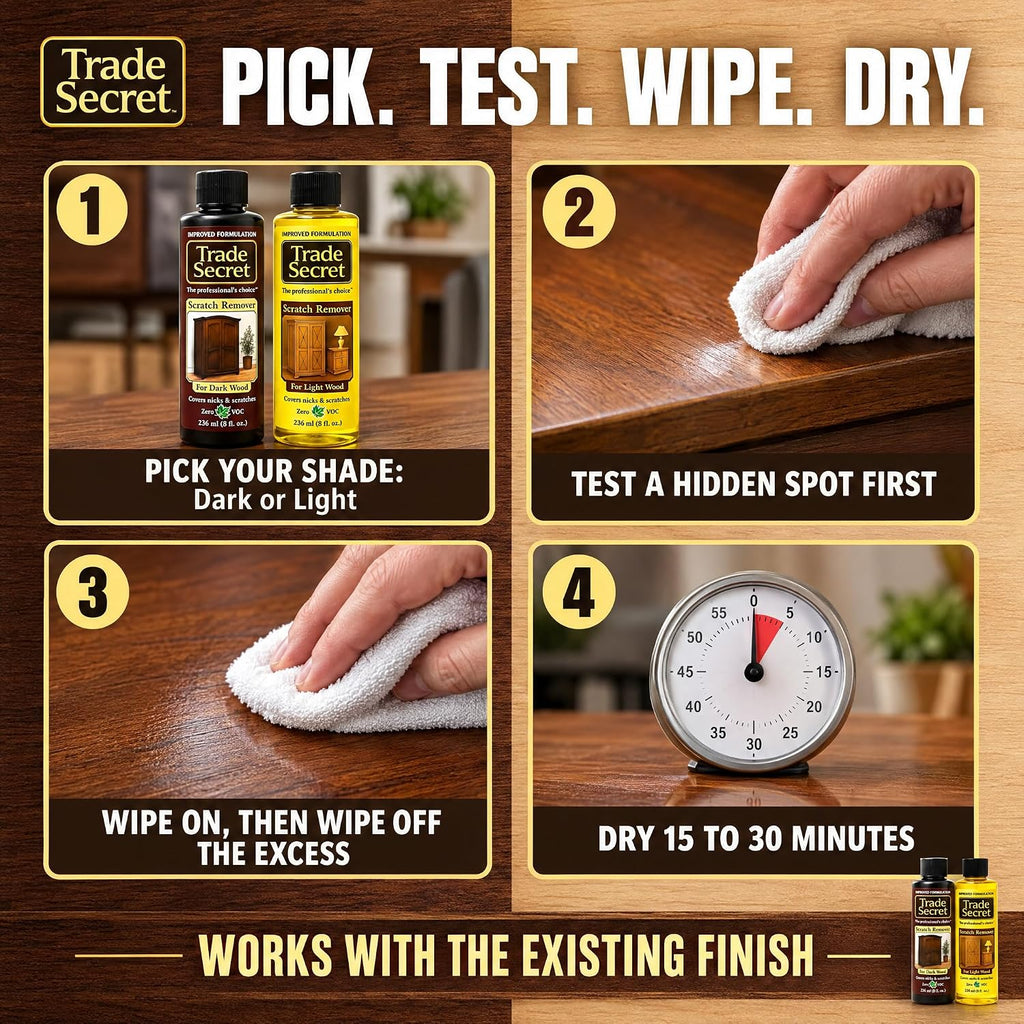 Trade Secret Wood Scratch Remover 2 Pack, Light and Dark, 8 oz, 2 Count