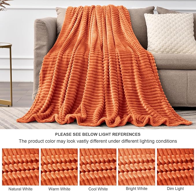 BEDELITE Fleece Blanket Queen Size, 3D Ribbed Jacquard Soft & Warm Decorative - Image 8